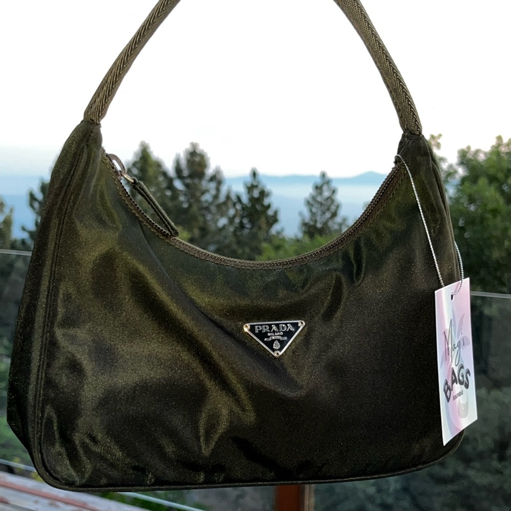 Prada: Tessuto Nylon Shoulder Bag (Dark Green) - Picture 8 of 17